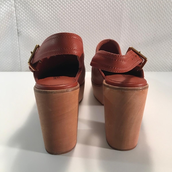Charlotte Stone Leather Platform Mules - Rust - Picture 3 of 11
